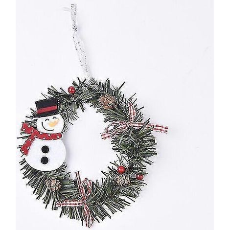 Mini couronne de Noël en PVC à faire soi-même : décorations de Noël avec rennes, bonhomme de neige, Père Noël et boules décoratives. Décorations pour portes et fenêtres. Décorations pour la maison. (1/5)