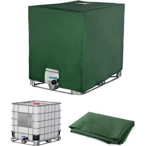 IBC Tank Cover 1000L, Water Storage Lid, UV & Dust Proof Tarpaulin (116 x 100 x 120 cm, Green) (1/5)