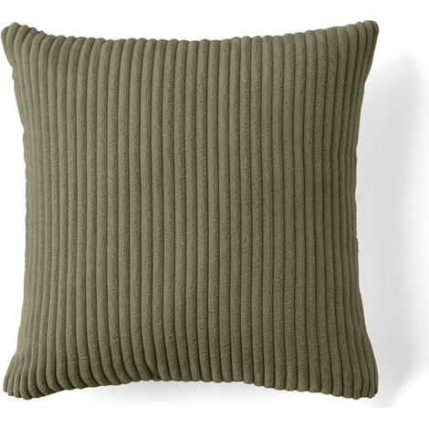 Selma - coussin - en velours côtelé - 40x40 cm - vert kaki (1/4)