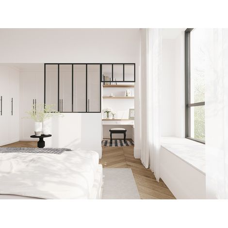 Verrière atelier en aluminium thermolaqué noir 120 x 105 cm + imposte 73 x 40 cm (L x H) – BAYVIEW