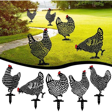 5 Piezas Decoraciones de Pollo Hechas a Mano, Estatuas de Jardín, Decoración de Patio, Ornamentos de Césped, Regalos de Recuerdo Familiar (1/4)