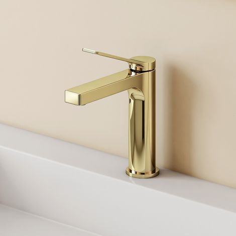 EMKE Wasserhahn Waschbeckenarmaturen 195 x 173 x 46 mm Champagnergold Mischbatterie Küchenarmatur mit Luftsprudler Waschtischarmatur