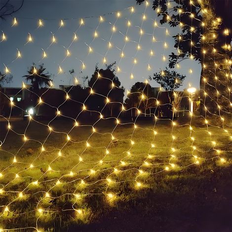 Jopassy Rete luminosa LED Catena luminosa con 8 modalità Tenda luminosa natalizia all'interno all'esterno 3x2M Bianco caldo (1/5)