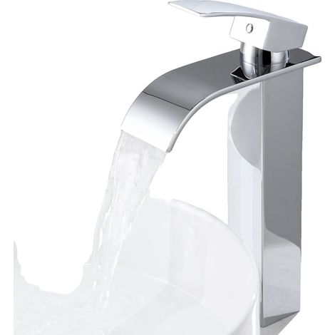 Grifo de lavabo, diseño cascada, construcción en acero inoxidable, cromado, acero inoxidable, G3/8 (1/5)