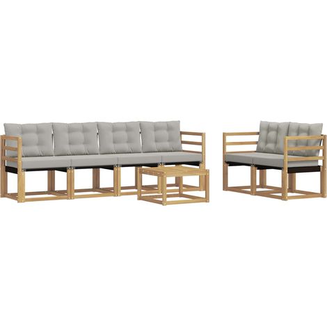 Outdoor Sofa Set with Cushion 7 pcs White and Light Grey vidaXL (1/5)