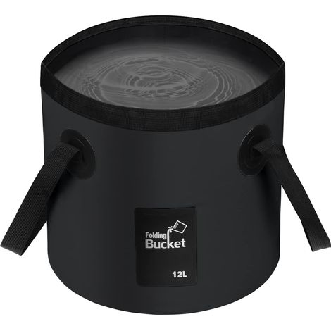 Seau pliable - Conteneur de rangement pliable pour le camping, le voyage, la pêche, la navigation de plaisance et le jardinage - Noir-AquaForge (1/5)