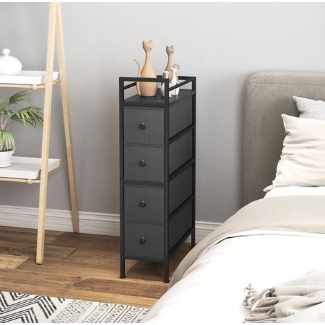 Chiffonnier 20x43x81,5 cm en métal et tissu noir, avec rangement pour chambre FloraGrace (1/5)