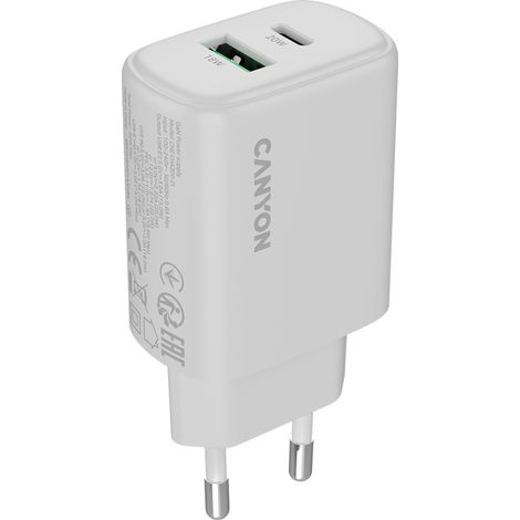 Canyon OnCharge 200 20W 1xPD 1xQC EU-Wandladegerät Weiß (1/5)