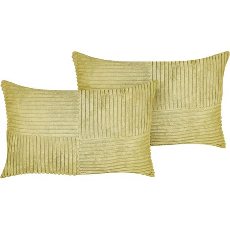 Dekokissen 2er Set MILLET Cord 30 x 50 cm Olivgrün Geometrisches Muster