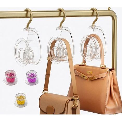 Handtaschenaufhänger – 3er-Set – Transparent – Mit herausnehmbarem Parfümfach – 360° drehbarer Handtaschenhaken (1/5)