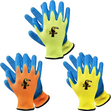 3 Pairs Kids Gardening Gloves Latex Protective Gloves, DIY Handmade, Daily Housework, Painting, Outdoor Activities (9-12 Years) (1/5)