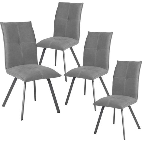 BISPO - Lot de 4 Chaises Tissu Coloris Gris Anthracite (1/5)