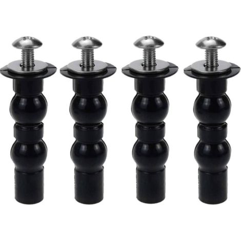 Jeu de 4 chevilles d'expansion double bille 28mm pour fixation de lunette WC, vis de charnière avec bouchon caoutchouc, kit de montage pour abattant toilettes, accessoires de réparation robustes. (1/4)
