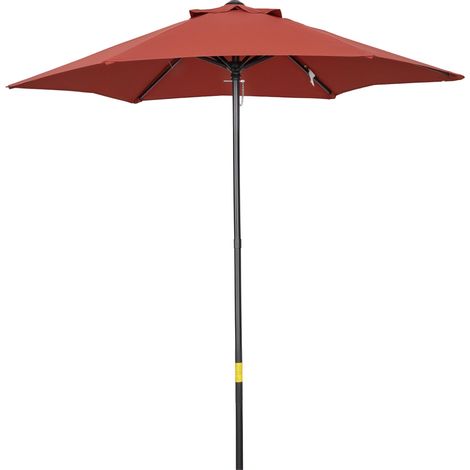 Parasol hexagonal Ø196 cm, pour balcon, plage, jardin, rouge bordeaux produit de qualité avec garantie satisfait ou remboursé