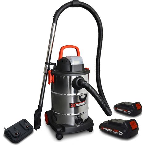 Aspirateur Eau et Poussière compact Brushless sur batterie - Xperformer XPVC20LIBL-30L + 2 Bat. 2 Ah + Double chargeur
