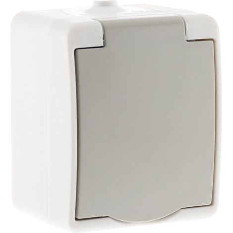 Zenitech – Prise 2 pôles + terre étanche IP54 – Pose saillie avec fixation vis – Certifiée CE et NF pour installations extérieures