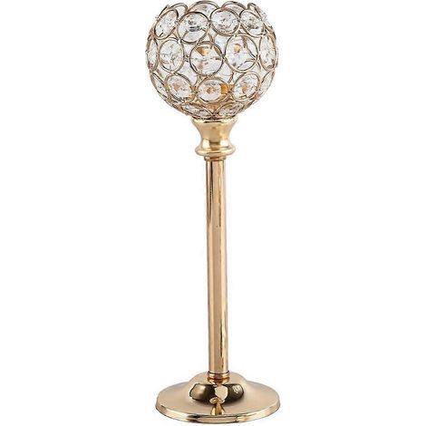 Bougeoirs européens en métal et cristal, bougeoirs dorés pour bureau, décoration de mariage ou d'intérieur (1 pièce) (1/5)