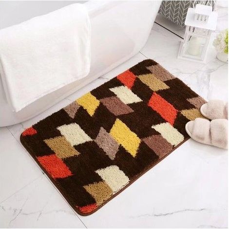 Tapis antidérapant, tapis de dépoussiérage, tapis absorbant pour salle de bain et toilettes, marron 50 x 80cm (1/3)
