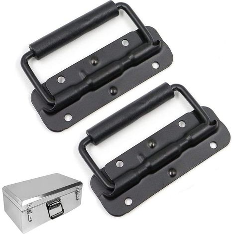 Poignée de Boîee à Ressort, 2 Pièce Poignée Pliante, Poignée de Flight Case, Poignée Pliante Métal, Poignée à Ressort de Boîte à Outils, 120mm(Noir) (1/5)