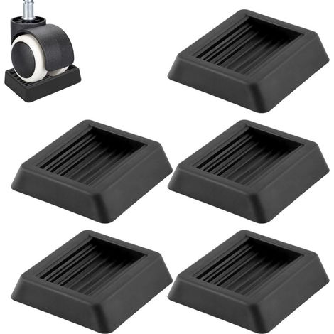 Lot de 5 butées pour roulettes de meubles - patins antidérapants pour roulettes de meubles - butées en silicone pour meubles - pour moquette ou sols durs (noir) (1/5)