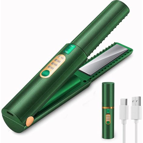 Lisseur de cheveux sans fil rechargeable USB-C, fer à lisser mini céramique portable, batterie 5000mAh, température réglable, coiffure rapide et pratique (1/5)