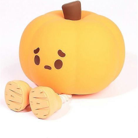 Veilleuse citrouille en silicone rechargeable, adorable lampe de nuit décorative citrouille (1/4)