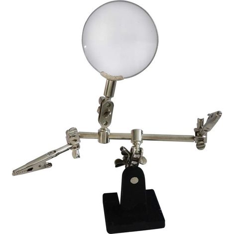 Troisième main pour soudage avec pince ajustable et loupe 5× – Support polyvalent pour électronique et bricolage (1/5)