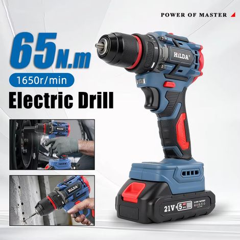 Perceuse électrique portable sans fil 21V brushless – outil nu professionnel 2 vitesses, compatible batterie Makita 21V, sans batterie incluse (1/5)