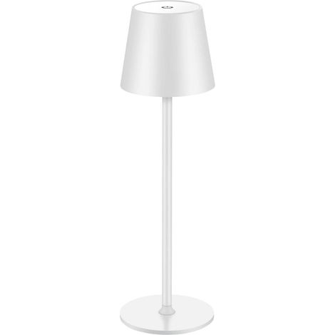 Weiße kabellose Schreibtischlampe 10 x 10 x 38 cm, 1 LED, wiederaufladbar, Touch, ideal für Restaurants, Schlafzimmer und Bars, 5200 mAh (1/5)
