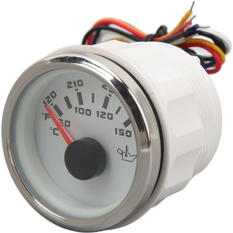 Manomètre de température d'huile à aiguille CAN bus DC 9-32 V, 52 mm, avec double échelle Celsius et Fahrenheit, adapté aux camping-cars, yachts, bateaux de pêche et navires. Cadran blanc et couvercle (1/5)