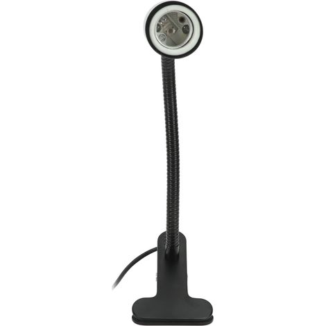 Support de lampe pour animaux de compagnie, noir, prise américaine 85-265 V, avec clip et interrupteur réglable. Support pour ampoule chauffante UVA/UVB pour reptiles et animaux de compagnie. (1/5)