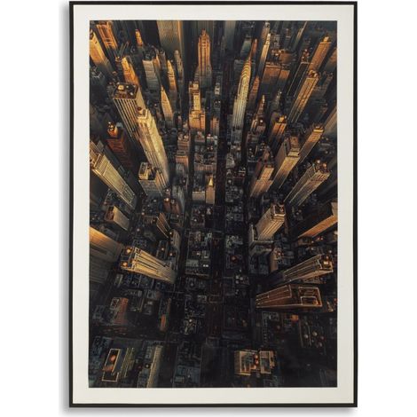 Stampa su tela New York skyline vista aerea con cornice nera