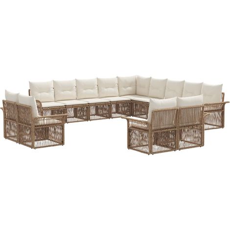 vidaXL Set Divano da Giardino 13 pcs Beige e Bianco Crema polyrattan