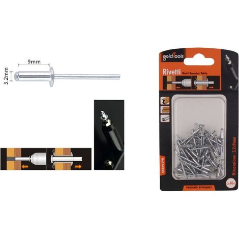 Kaela - Set 46 Pz Rivetti Rivetto 3.2x9mm Accessori Bricolage Ferramenta Fai Da Te 94950 - (1/2)