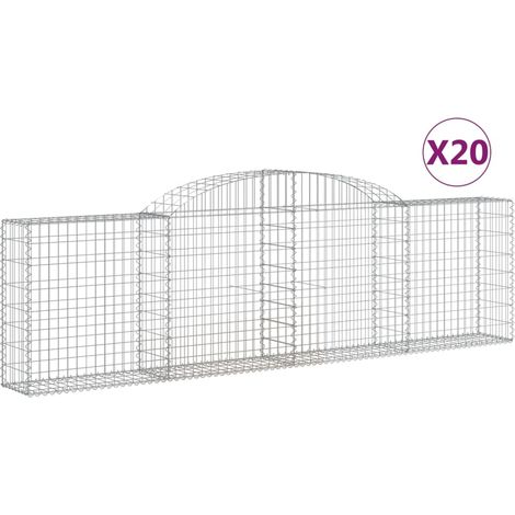 Paniers à gabions arqués 20 pcs  Mur en gabion 300x30x80/100 cm fer galvanisé