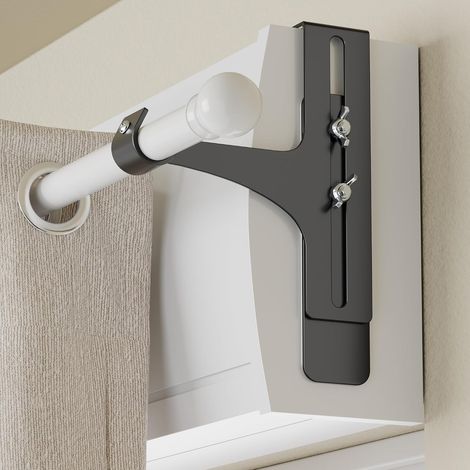 Lot de 2 supports de tringle à rideaux sans perçage, métallique et durable, convient à tous les coffres de volet roulant, Ø20-28 mm, tringle rideau sans perçage coffre volet roulant (1/5)