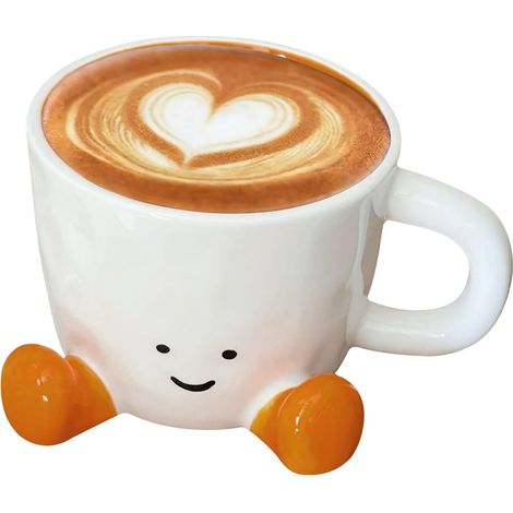 Tasse en Céramique 400ML avec Pieds Créatifs Jaune - Cadeau Original Noël Anniversaire pour Homme Femme Décoration Maison (1/5)