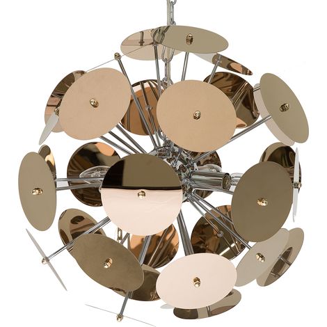Lámpara colgante con pantalla de metal cobriza 4 luces art déco estilo industrial Zambezi