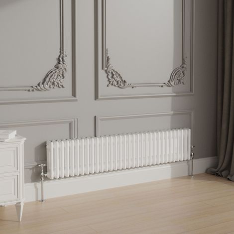 Traditional Cast Iron Style Radiator 300x1462mm Horizontal 3 Column White (1/3)