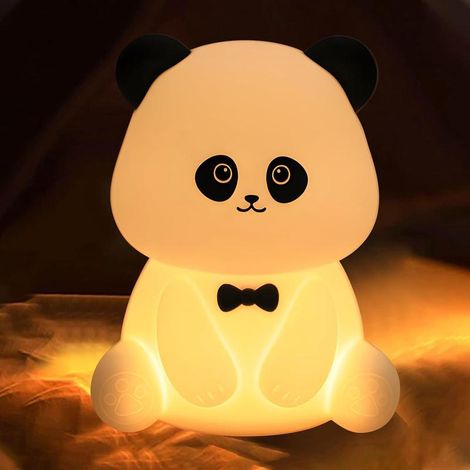Cute silicone panda LED night light for children, dimmable and rechargeable for baby's room (1/4)