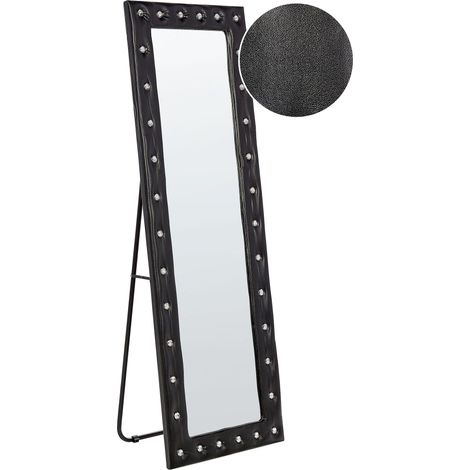 Specchio da terra in ecopelle nero 50 x 150 cm glamour Ansouis