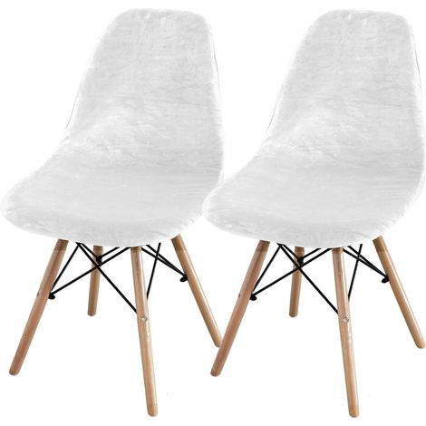 Set of 2/4/6 Mid-Century Modern Dining Chair Covers – Armless Chair Covers for Kitchen, Dining Room (White) (1/5)