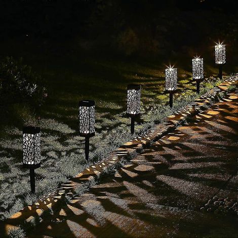 8 luces LED solares para jardín, luces solares para caminos exteriores, iluminación LED decorativa automática para exteriores, ideal para Halloween y Navidad. (1/5)