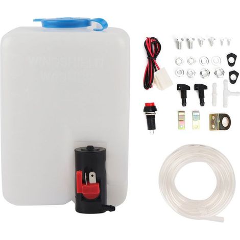 Kit universale per il lavaggio del parabrezza, pompa di pulizia a 12V, serbatoio tergicristalli da 1,8L (1/5)