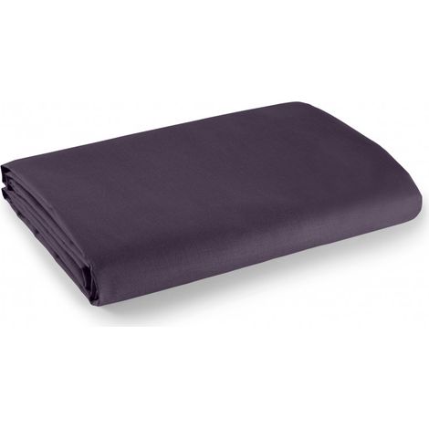 Drap plat 1 place et 2 places 100% coton/57 fils/cm² - prune - 180 x 290 cm pour lit 1 place