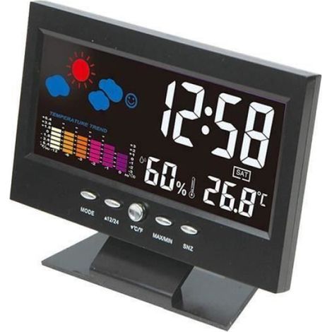 Horloge Bureau - Température Humidité - Écran Couleur LCD - Réveil Rétroéclairé - 1 Pièce (1/4)