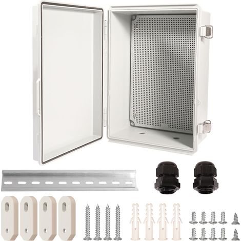 Armoire de commande IP66 350 x 250 x 150 mm ABS extérieur gris Boîte de distribution avec accessoires de montage, joint en caoutchouc, rail de 200 mm, presse-étoupe NPT1/2, intérieur (1/5)