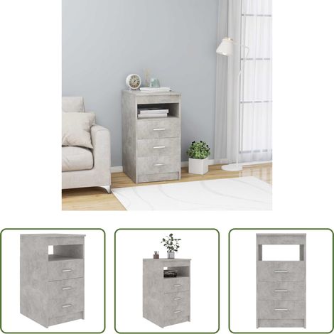 Holzschrank - Sideboard mit Schubladen Betongrau 40x50x76 cm Holzwerkstoff (1/5)