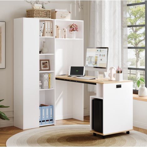 Escritorio plegable con estantería y USB MDF OKMYHOME (1/5)