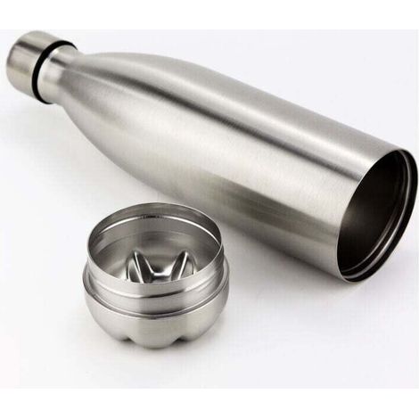 Nascondiglio segreto per denaro, bottiglia con scomparto segreto 32 x 7,5 x 7,5 cm Silver-Crezuo